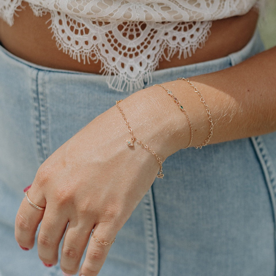 14k gold permanent bracelets with charms