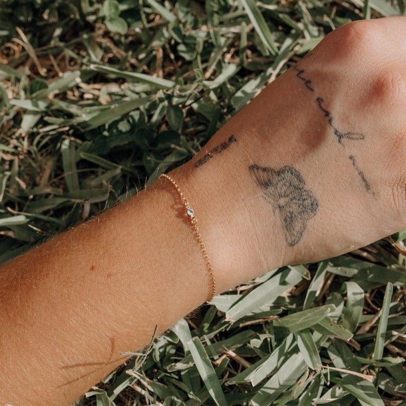 14k gold permanent bracelet with birthstone