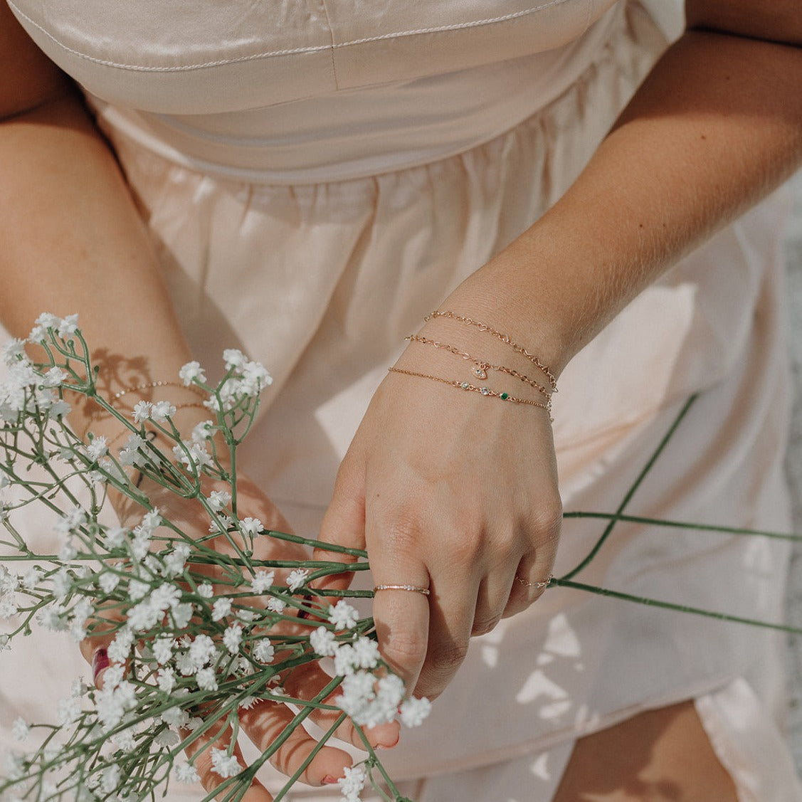 14k gold permanent bracelets with evil eye charm