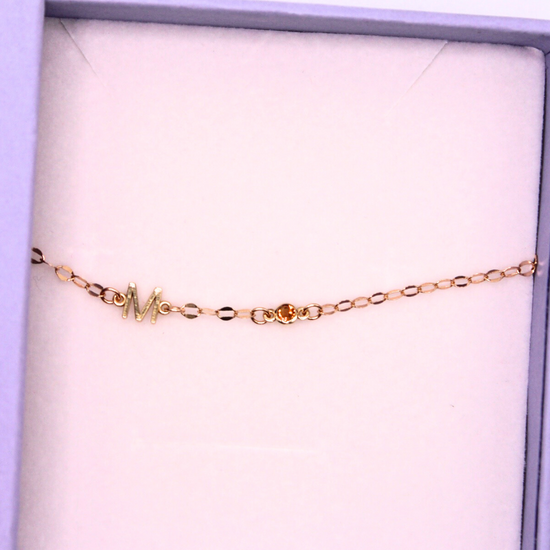 Forever You 14k Gold Initial & Birthstone Clasped Bracelet