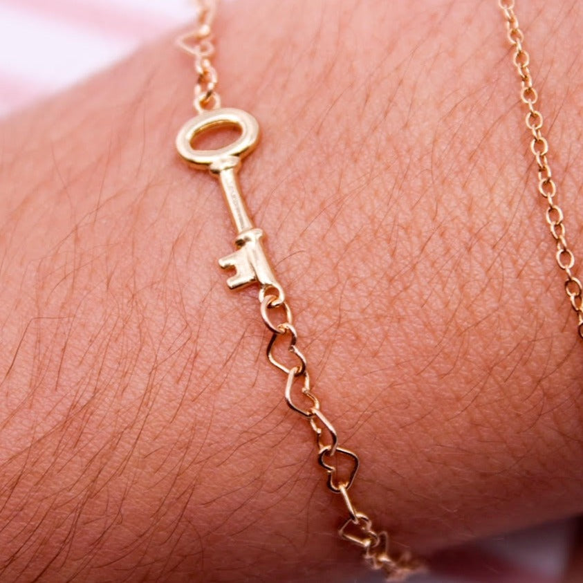 Key to Our Heart 14k Gold Clasped Bracelet